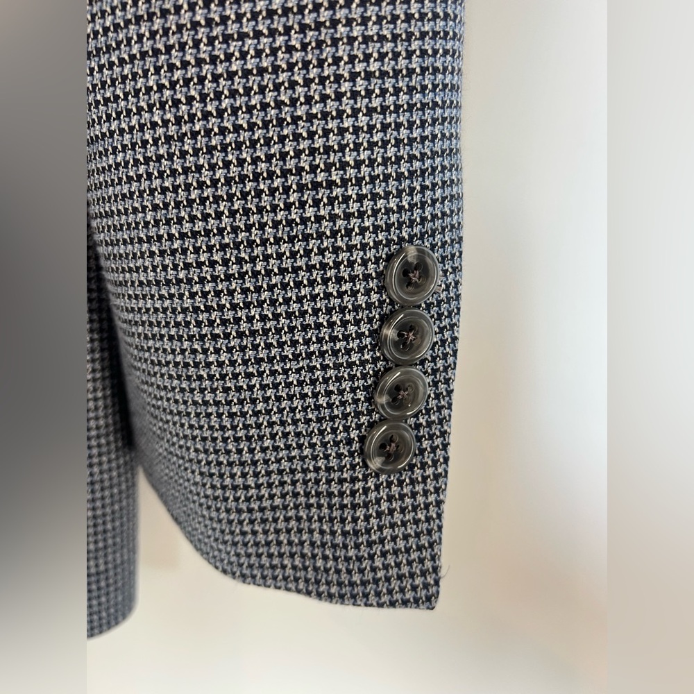 Vtg Hart‎ Schaffner Marx Men’s Blazer 40R – Blue Micro-Houndstooth, Made in USA - Picture 5 of 14